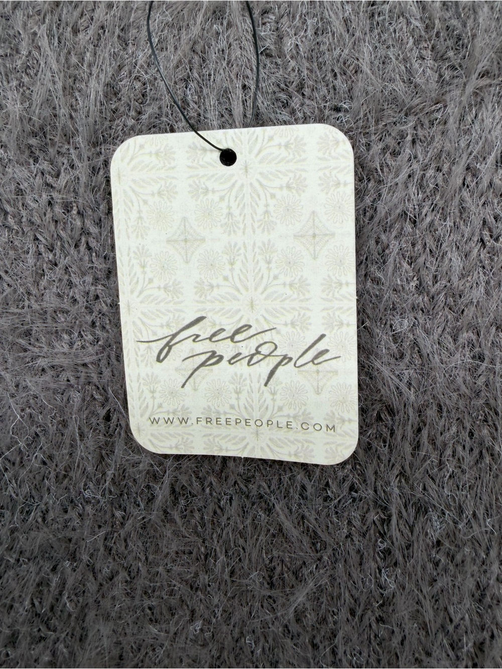NWT Free People Gravel Rock Plush Fuzzy Short-Sleeve Crewneck Sweater Gray - Picture 4 of 8